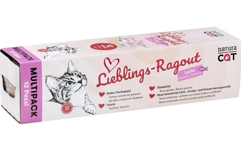 naturaCat Nassfutter Lieblings-Ragout Lachs, 12 x 85 g