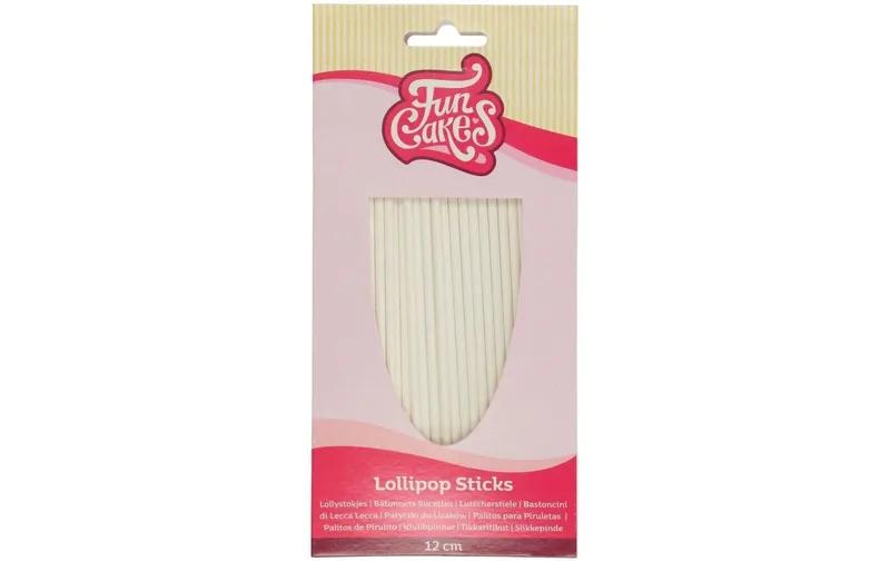 Funcakes Lutscherstiele Lollipop Stick, 12 cm, 50 pezzi