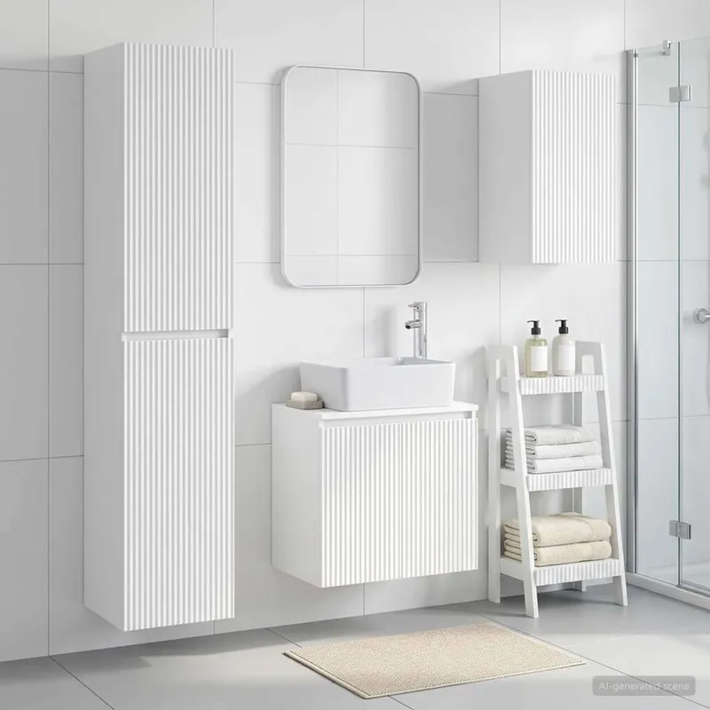 Badezimmermöbel-Set 3 stk. Weiß 33 x 34,5 x 160 cm