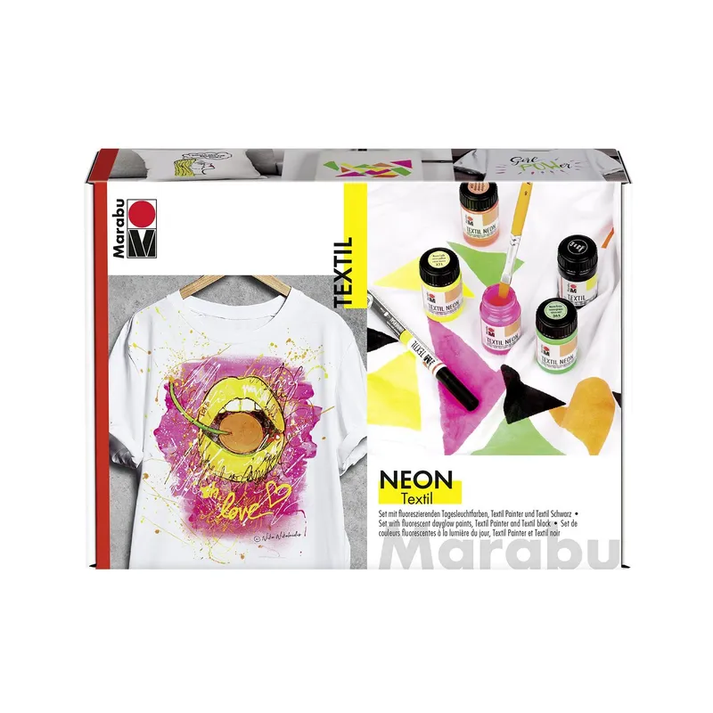 Marabu Textilfarbe Textil Neon UV 15 ml 4 Farben