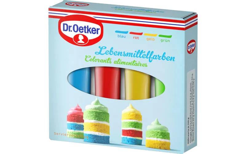 Dr.Oetker Lebensmittelfarben-Set blu/rosso/verde/Gelb