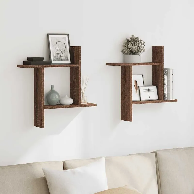 Wandregale 2 Stk. marrone Eichen-Optik 50x12x50 cm derivato del legno
