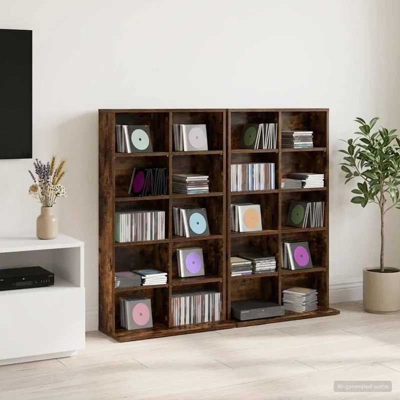 Reggacd 2 pezzi noce fumo 65 x 23,5 x 97,5 cm materiale composto legno