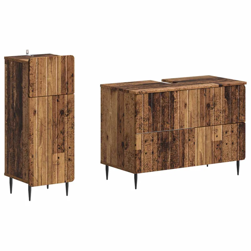 Ensemble de 2 meubles de salle de bain ZWOLLE Bois ancien