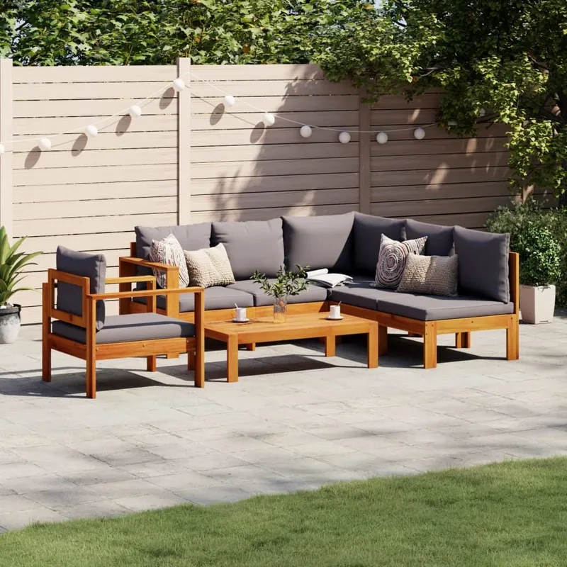 5-tlg. Garten-Sofagarnitur mit Kissen Massivholz Akazie