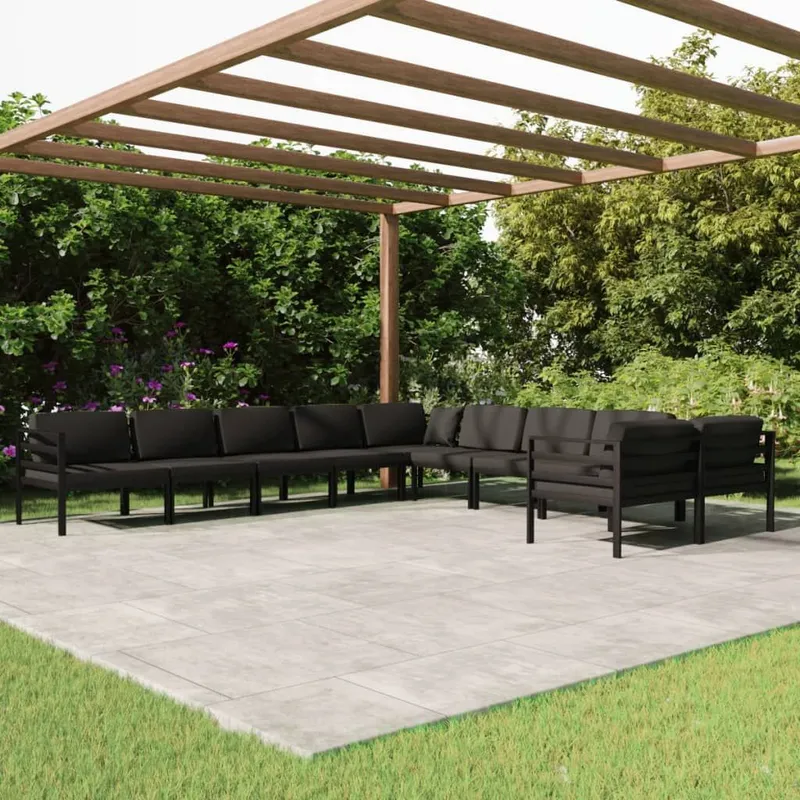 10-tlg. Garten-Lounge-Set mit Kissen Aluminium antracite
