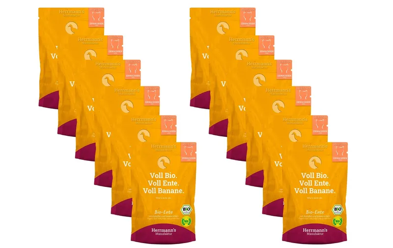 Herrmann's Bio-Nassfutter Bio Ente mit Kartoffeln und Banane 12 x 100 g