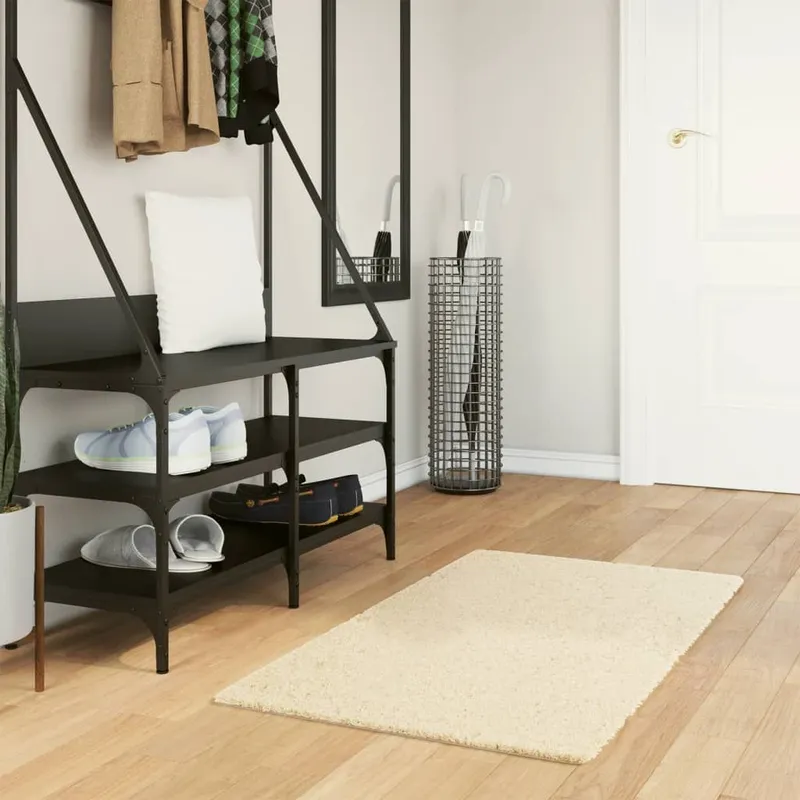 Tapis à poils courts doux et lavable crème 60x110 cm