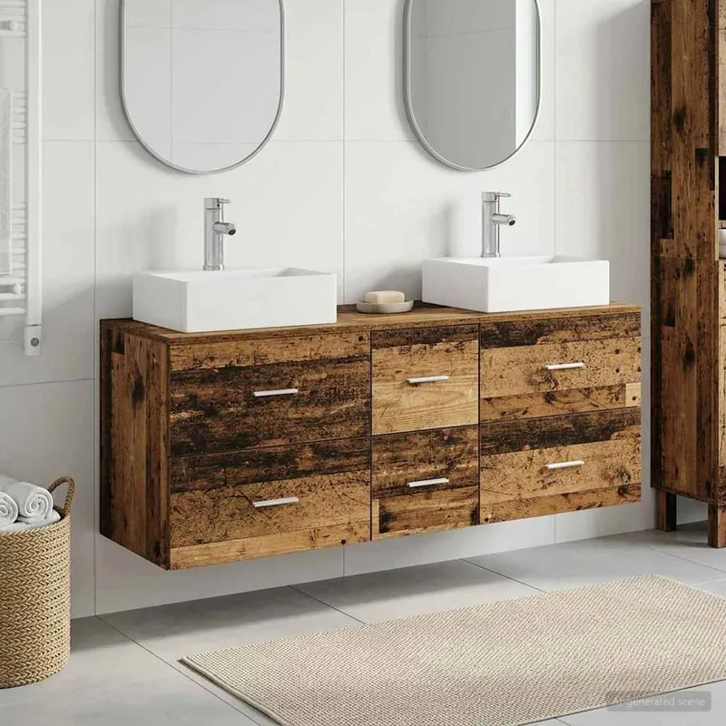 Badezimmerschrank-Set 3 stk. Altholz 49,5 x 41 x 62,5 cm