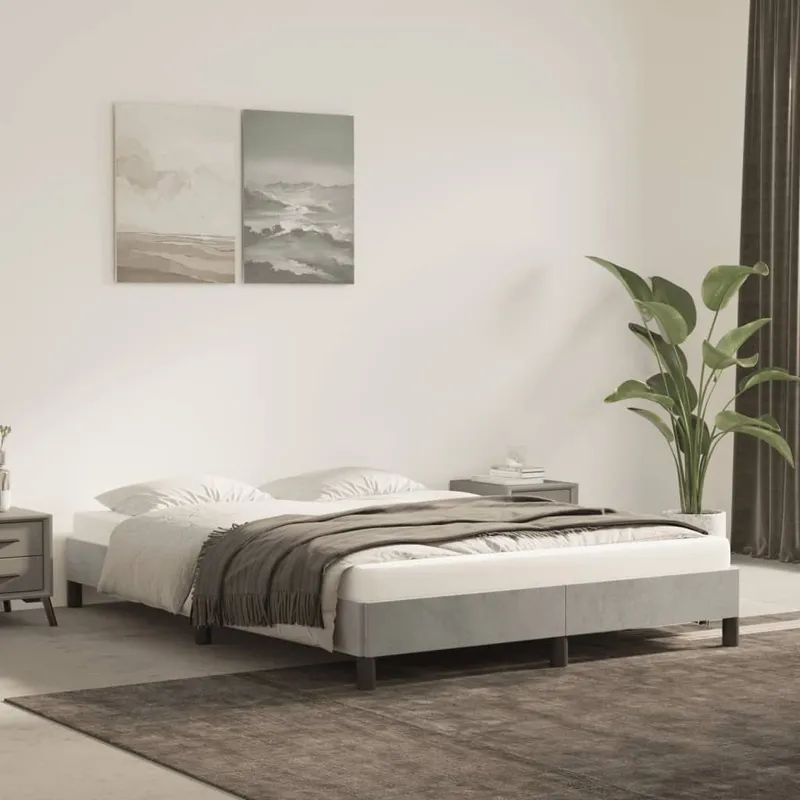 struttura letto senza materasso grigio chiaro 140x190 cm velluto