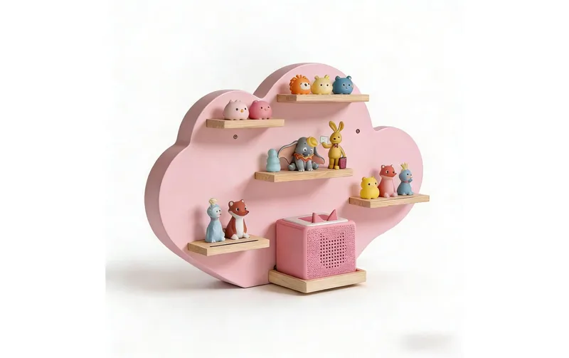 relaxdays Toniebox-Regal Wolke, MDF / Holz, Rosa / Hellbraun