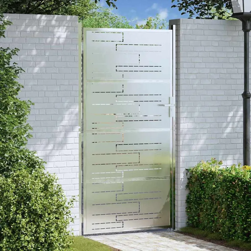 Gartentor 85 x 174 cm Edelstahl Silber Abschließbar