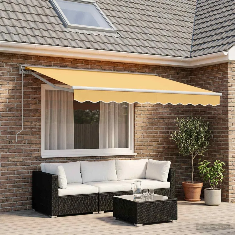 Einziehbare Markise Sand 3,5 x 2 m Polyester und Aluminium