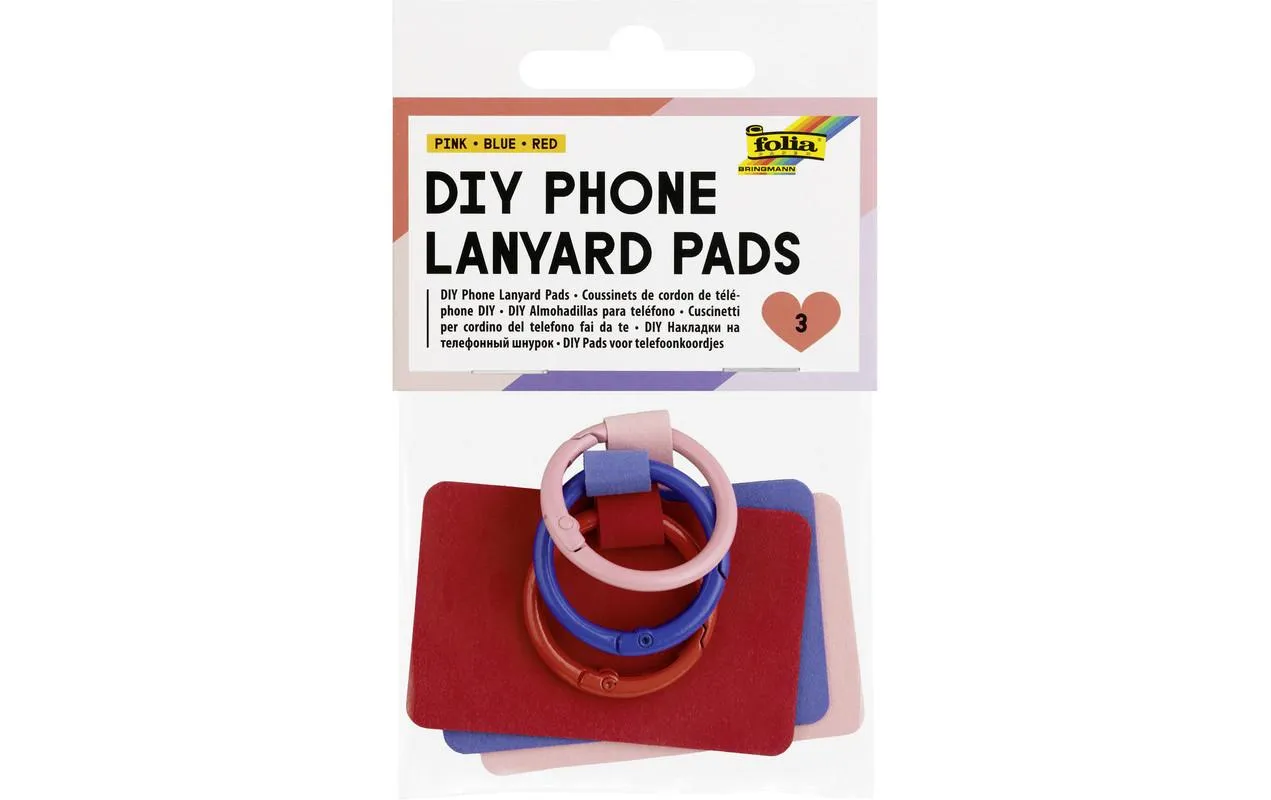 Folia DIY Phone Lanyard Pads 3 Stück, Mehrfarbig