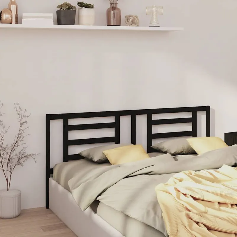 Kopfteil black 206x4x100 cm solid pine wood