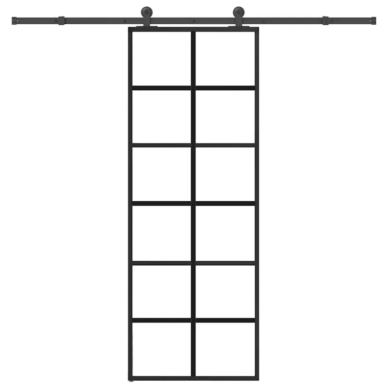 Schiebetür mit Beschlag 76x205 cm ESG-Glas & Aluminium