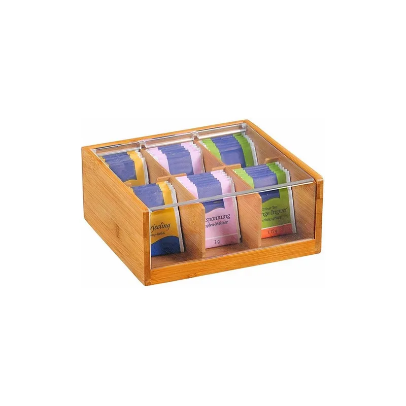 Kesper Tee-Organizer aus Bambus mit 6 Fächern, braun