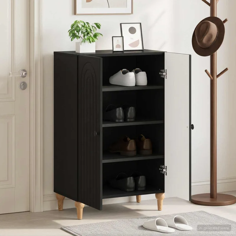 Schuhschrank ALKMAAR 59,5 x 39,5 x 90 cm Holzwerkstoff Schwarz