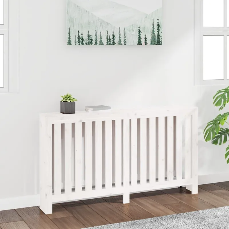 Heizkörperverkleidung bianco 153x19x84 cm legno massiccio pino