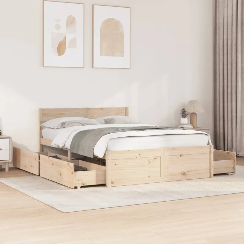 letto in legno massiccio senza materasso 140x190 cm legno di pino