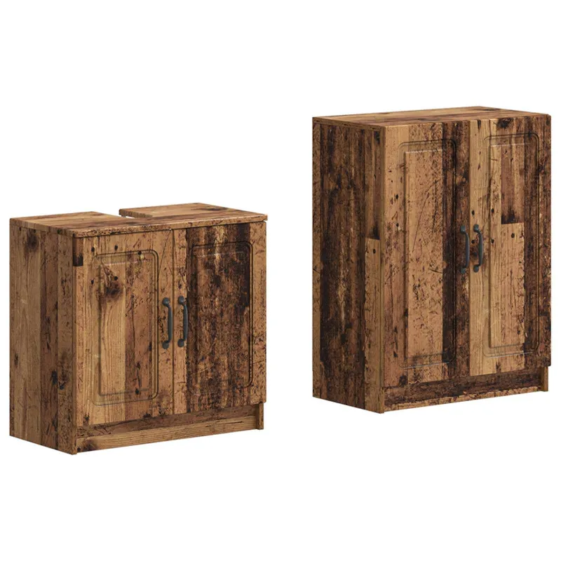 2-teiliges Badezimmer Schrank Set UTRECHT Altholz engineered wood