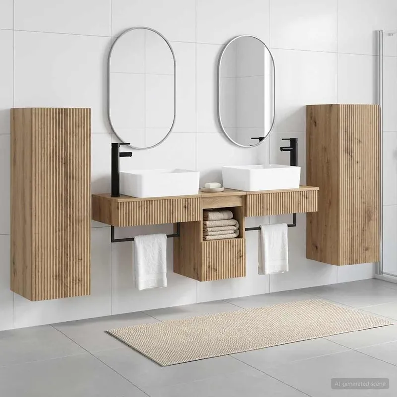 Badezimmermöbel-Set 5 Stk. Artisan-Eiche 33 x 34,5 x 100 cm