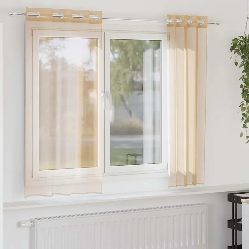 Voile Vorhänge con Ösen 2 pz. Sandfarbe