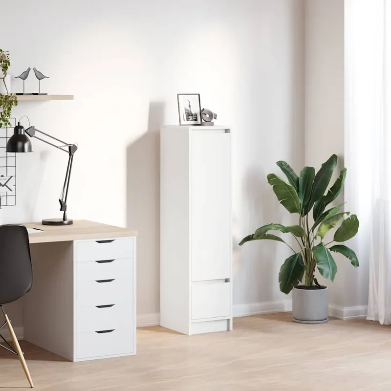 Highboard bianco 29,5x34x119,5 cm derivato del legno