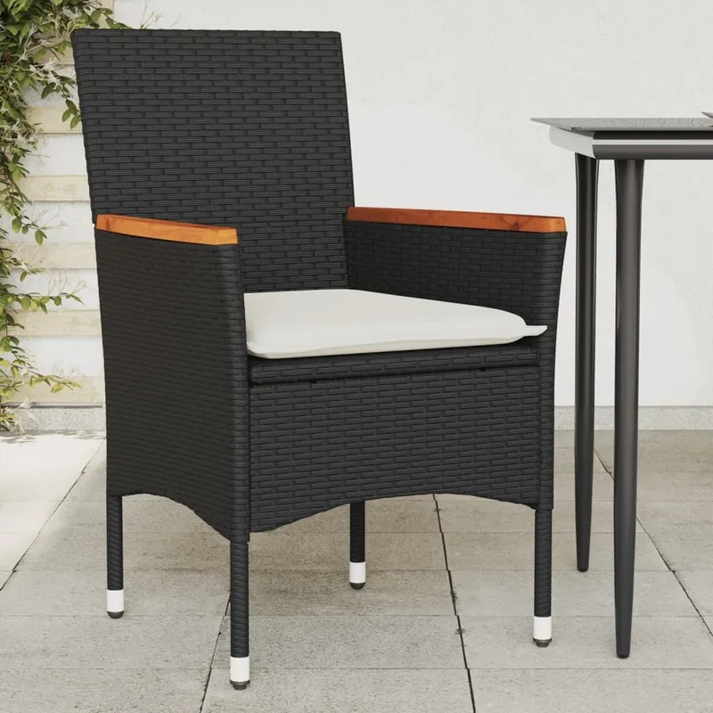 Gartenstühle mit Kissen 2 Stk. nero Poly Rattan
