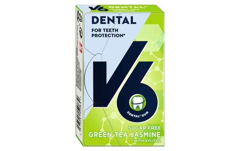 V6 Kaugummi Dental Green Tea Jasmine 24 g