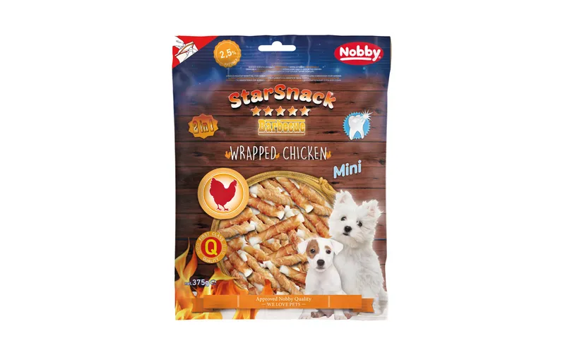 Nobby Kausnack StarSnack Barbecue MINI Wrapped Chicken, 375 g