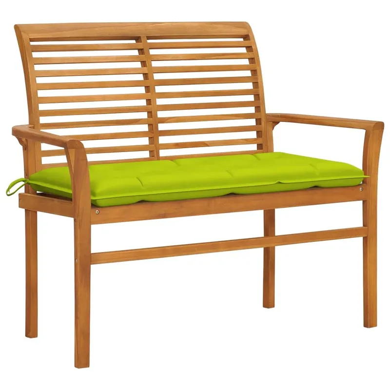 Gartenbank con Hellgrüner Auflage 112 cm legno massiccio Teak
