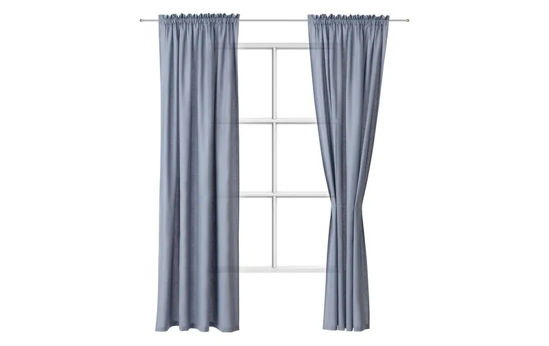 Urbanara Tagvorhang Solana Helles grisblau 2er Set 140 x 245 cm