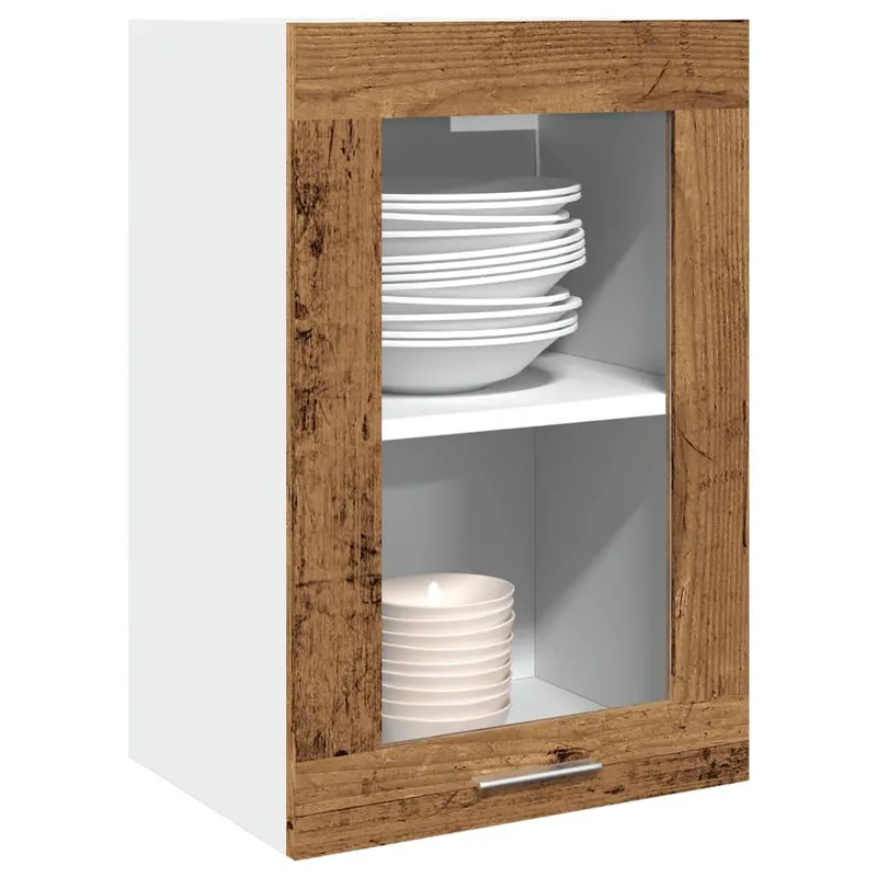 Hängeschrank Lyon Glas Altholz-Optik 40x31x60 cm engineered wood