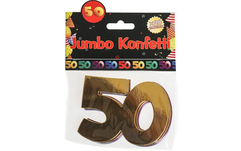 Trendcompany Konfetti 50. Geburtstag 7.5 x 10 cm, multicolore, 20 pièces