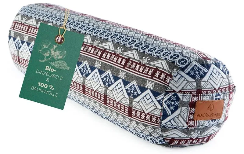 DoYourYoga Yoga-Bolster Tarik, Dinkelspelz, Mehrfarbig/Weiss