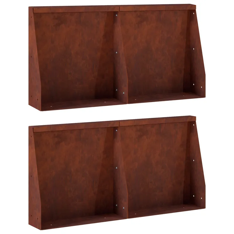 Mur de soutènement 4 pc 40 x 12 x 50 cm Acier patiné Rouillé