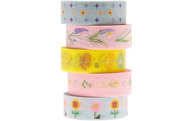 Rico Design Washi Tape Floral 5 pieces, multicolour, 10 m