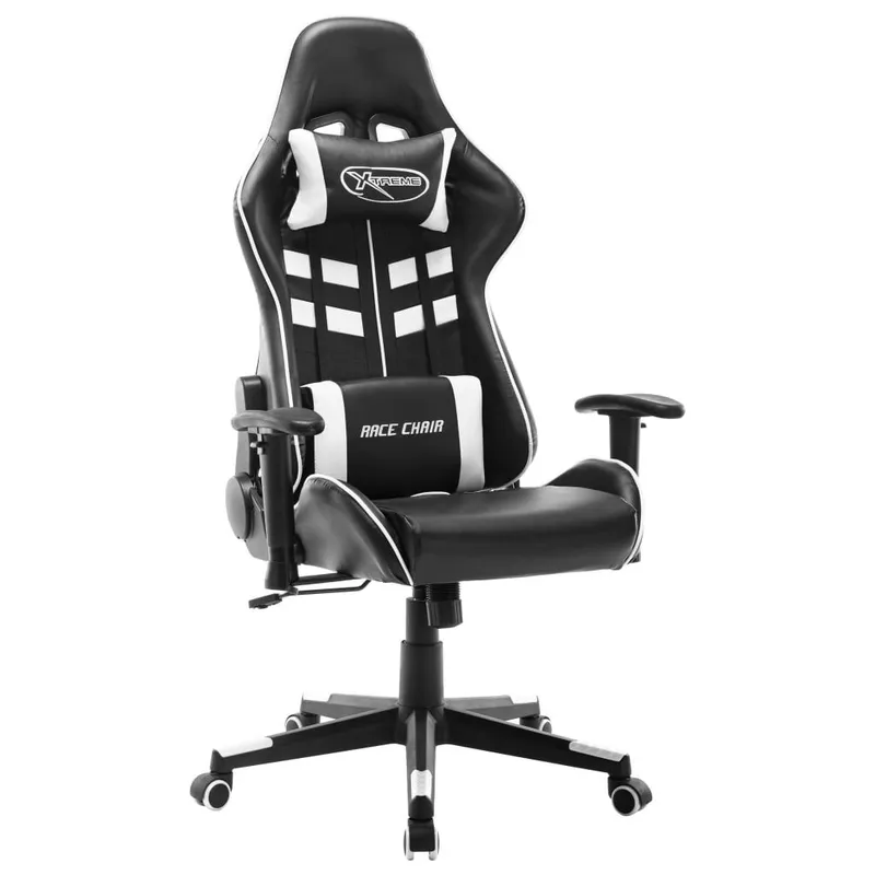 Gaming-Stuhl nero e bianco ecopelle