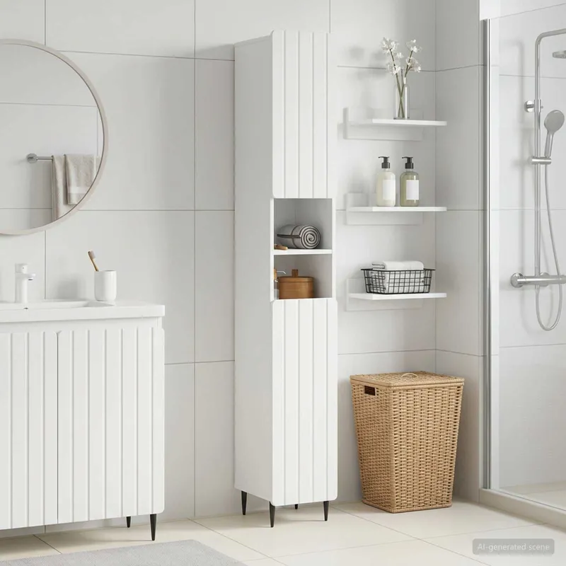 Armoire de Salle de Bain avec Étagère Ouverte ZWOLLE Blanc