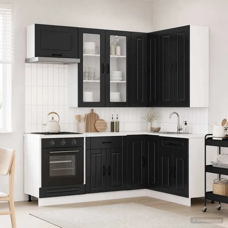 Kücheneinheit KALMAR 8 stk. black engineered wood