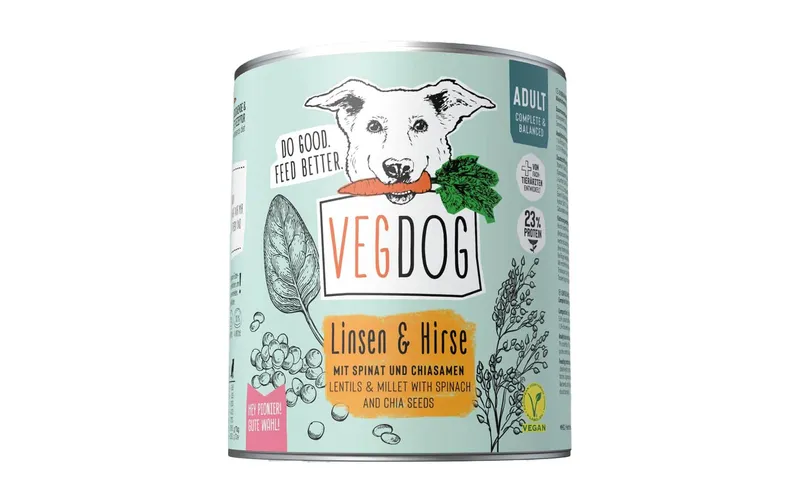 Vegdog Nassfutter Adult Linsen und Hirse 800 g