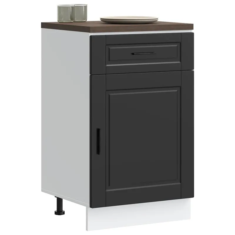 Armoire de cuisine Porto noir bois d'ingénierie