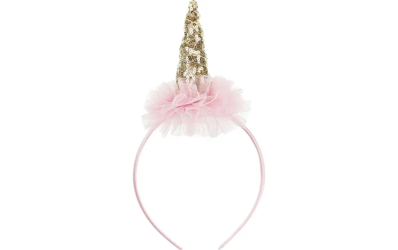 Partydeco Haarreif Einhorn 11 x 25 cm, Rosa/Gold