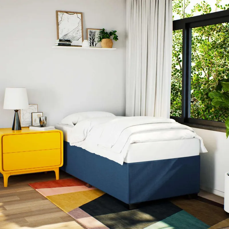 struttura letto senza materasso blu 100x200 cm tessuto
