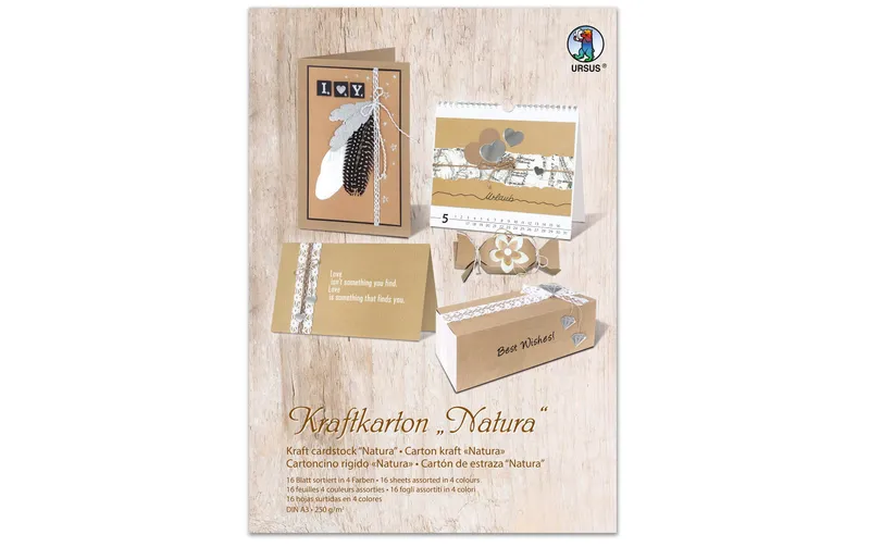URSUS Bastelpapier naturela A3, 250 g/m², 16 pièces, brun
