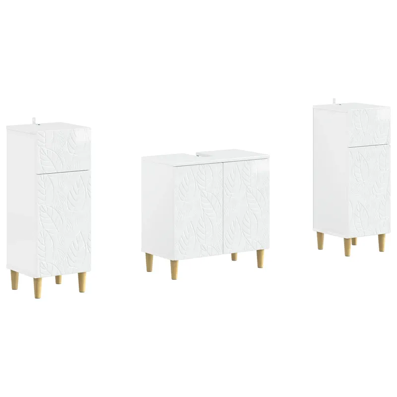 2-teiliges Badezimmer Schrank Set DELFT Hochglanz bianco