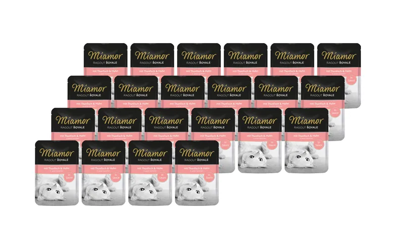 Miamor Nassfutter Ragout Royale Thun & Huhn Sauce, 22 x 100 g