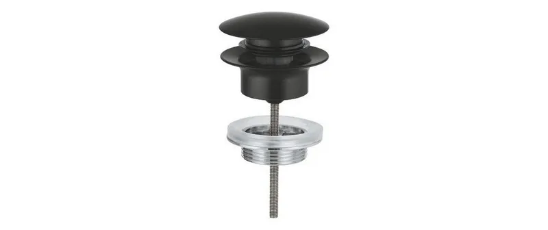 GROHE Ablaufgarnitur 65807 Push-Open-Stopfen nero matt