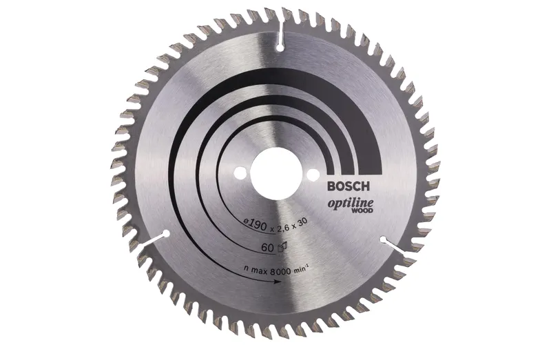Bosch Professional Kreissägeblatt Optiline Wood, 190 x 30 x 2.6 mm, Z 60